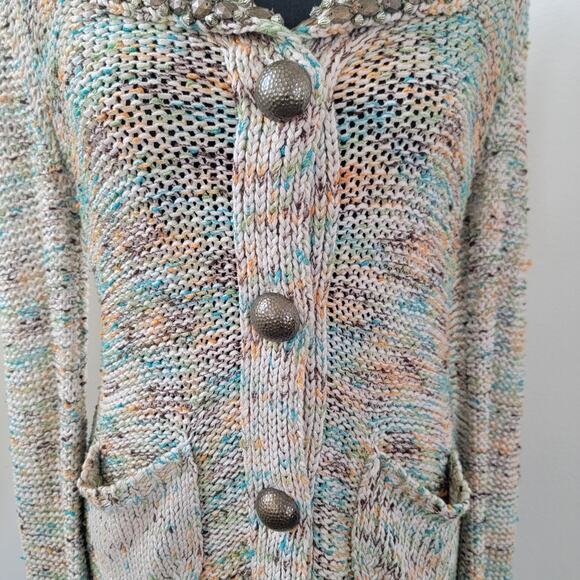Vintage Y2K Chunky Knit Button Cardigan Sweater Vertigo Sz Medium Retro Boho - Picture 4 of 10